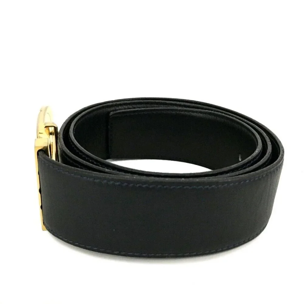EGA GUCCI GG Logo Leather 90cm Men's Belt Black/2BG2982 - Picture 3 of 8